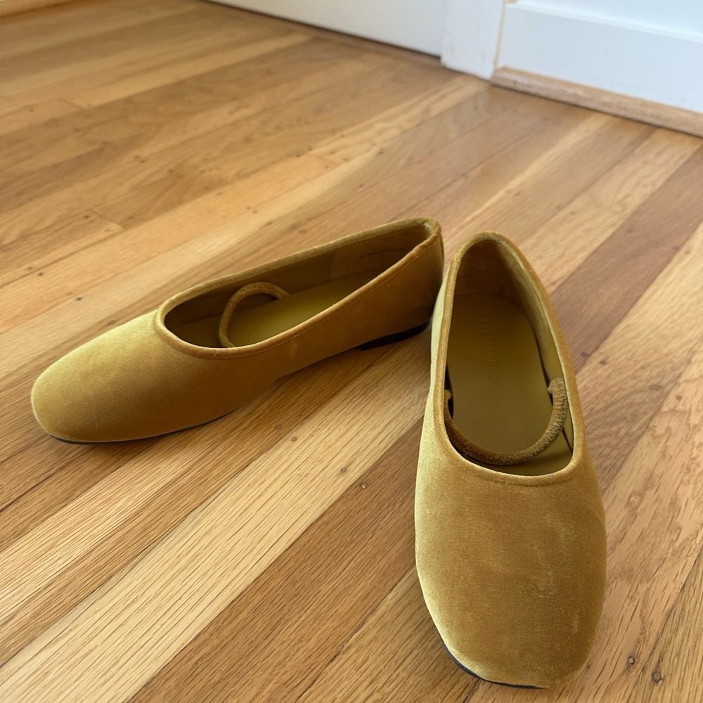 Everlane Mustard Velvet Loafers